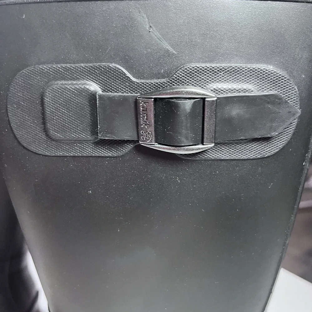 Kamik Olivia‎ BlackHalf Calf Rubber Rain Boots Lined Decorative Buckle Women's 8